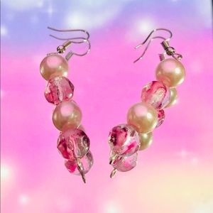 Pink rose earrings